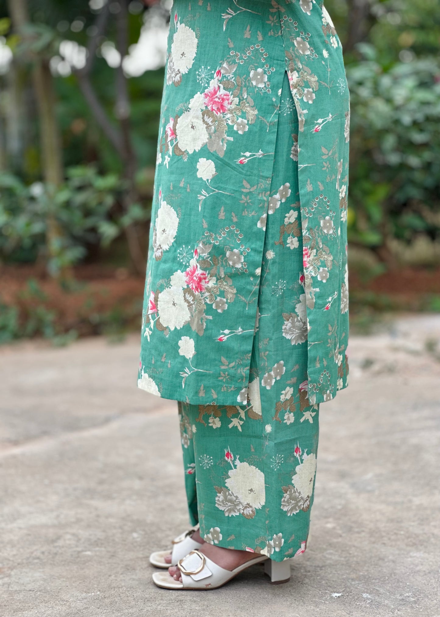 Evara Floral Green Kurta Set