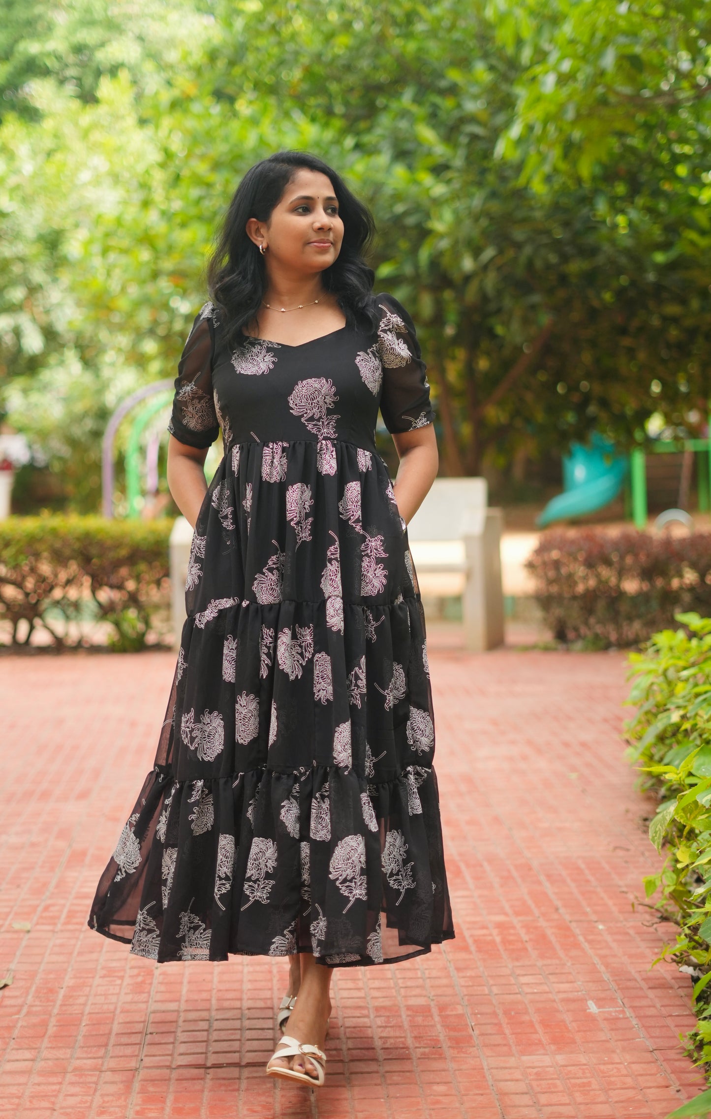 Tara Georgette Midi Dress- Immediate Dispatch