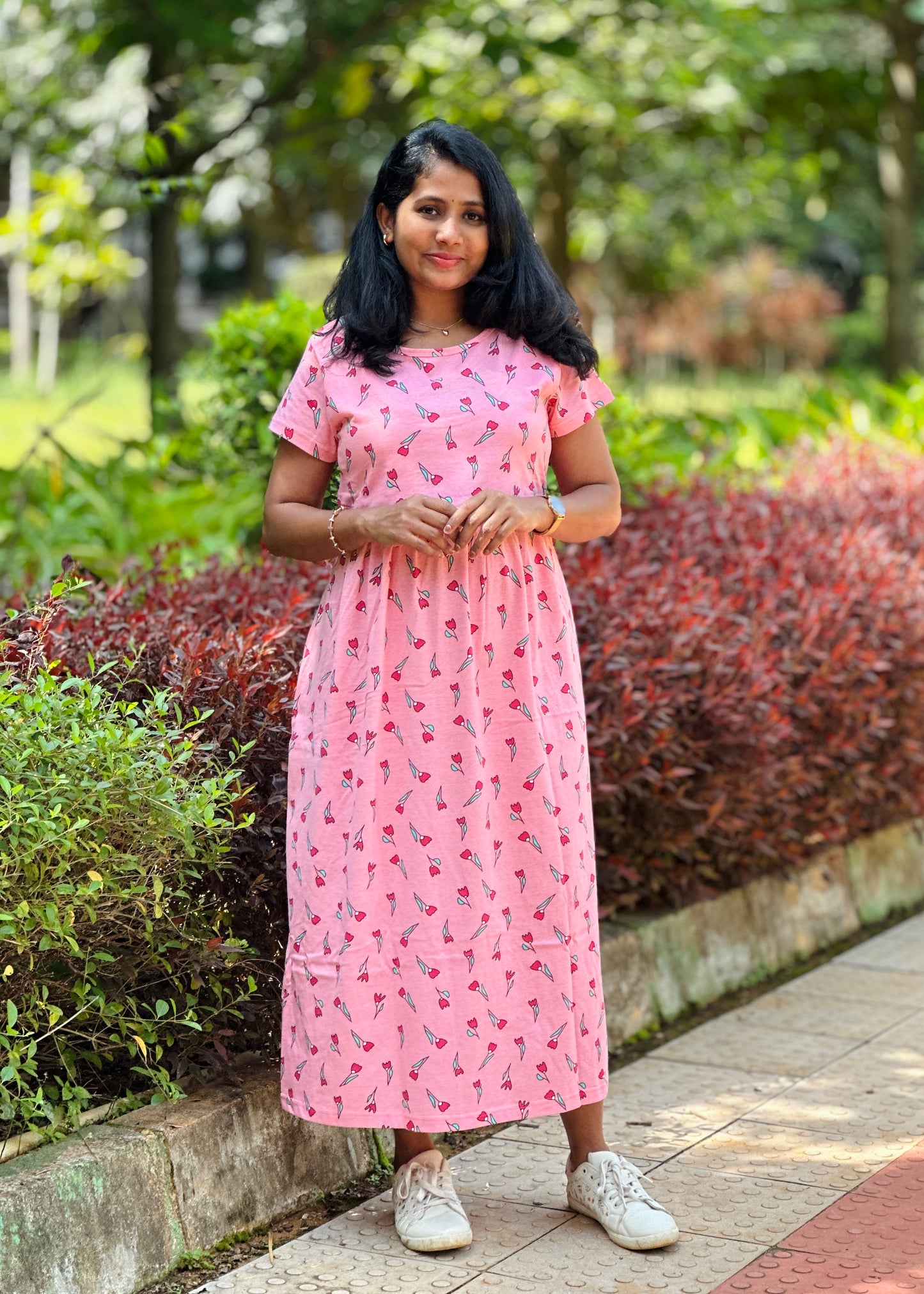 Peach Tulip Printed Maternity & Feeding Loungewear