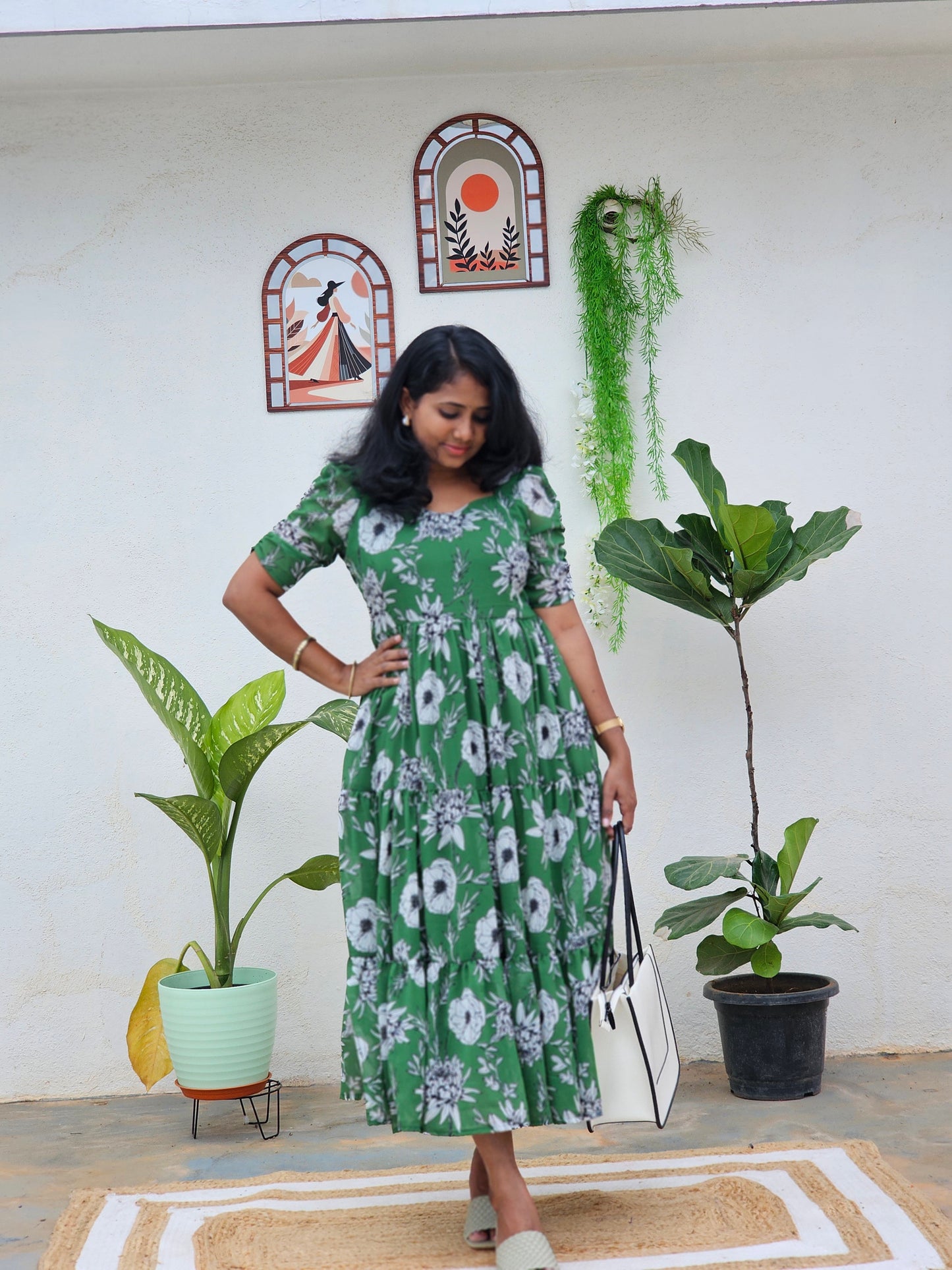 Green 3 tiered Dress