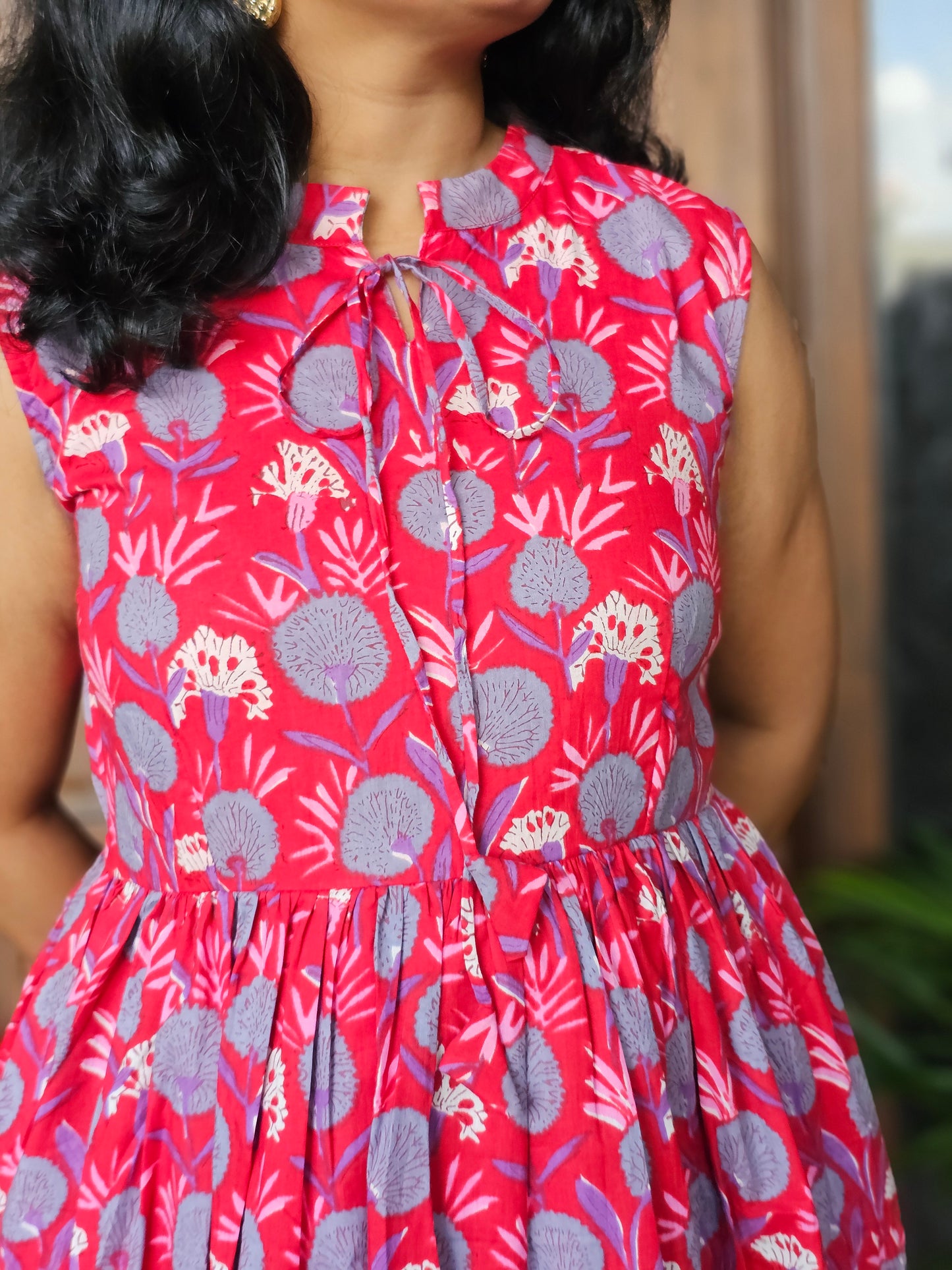 Red Floral Collar Dress- Immediate Dispatch