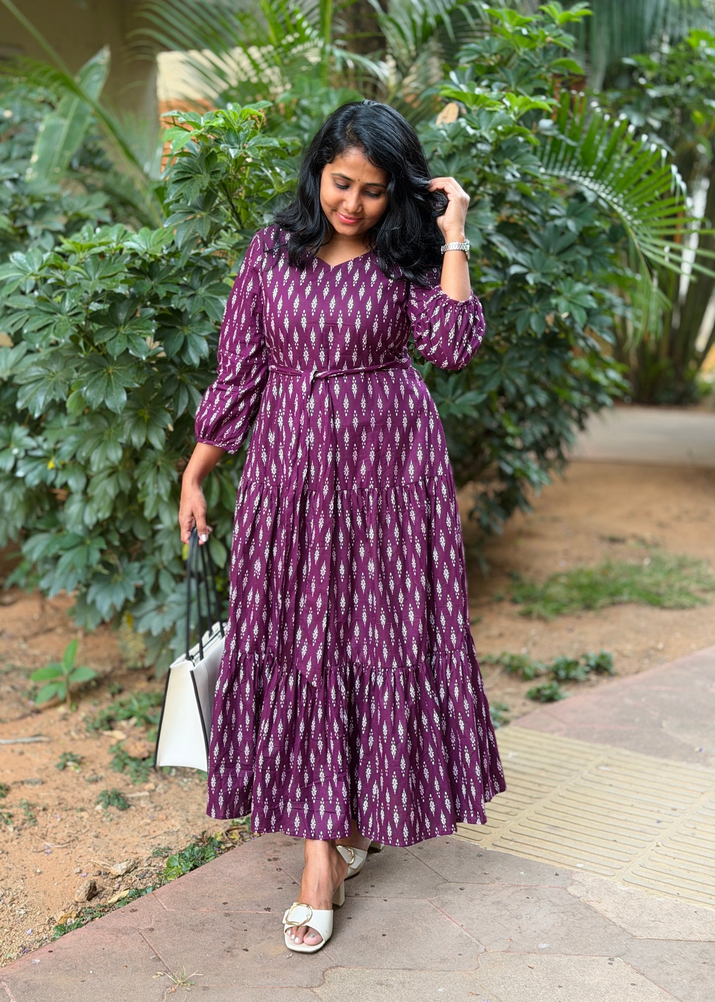 Aria Maxi Dress — Purple Ikat Print