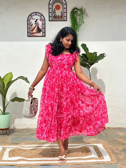 Pink floral dress