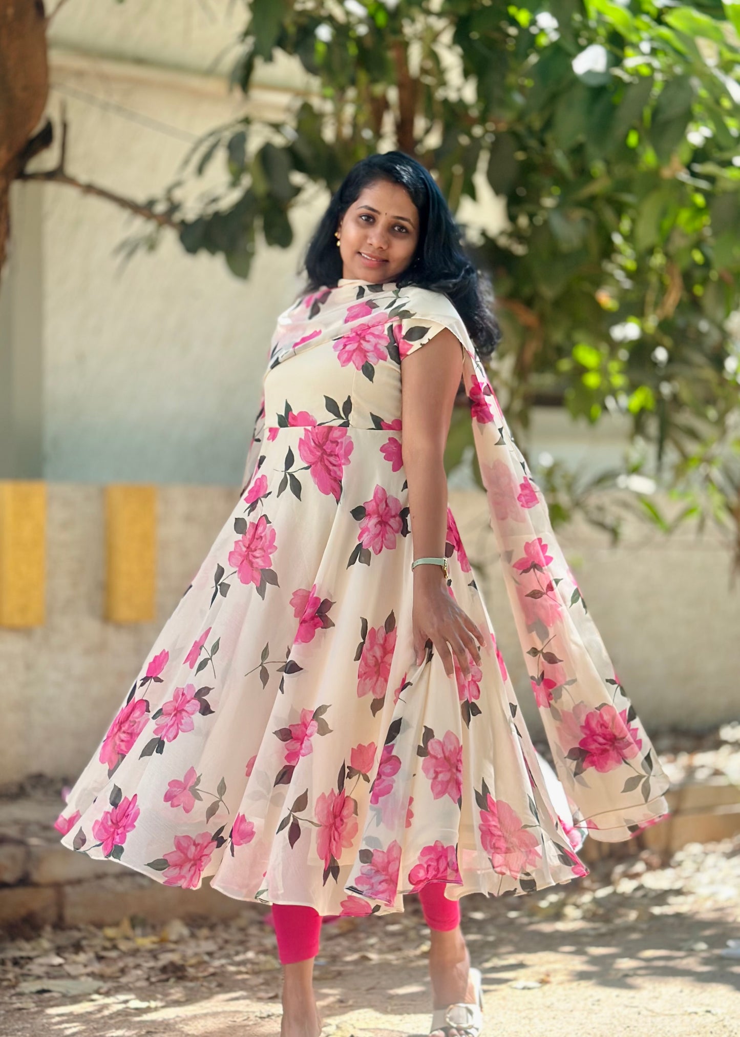Gulabi Bloom Floral Print Anarkali