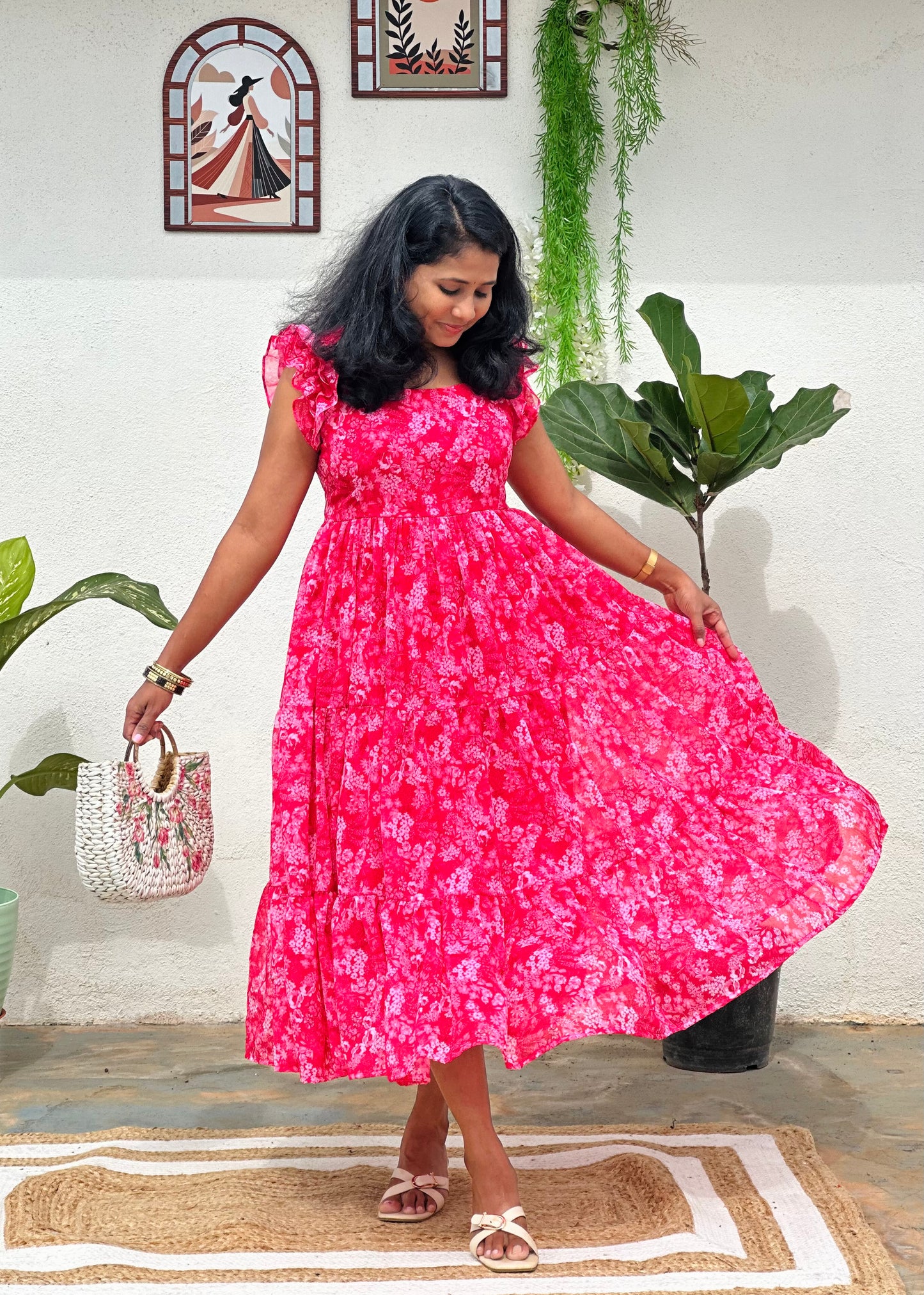 Pink floral dress