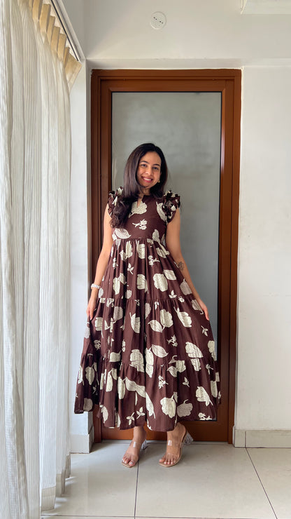 Mocha Bloom Midi Dress