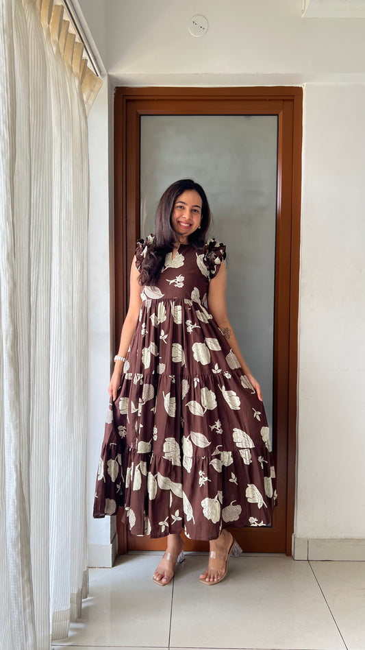 Mocha Bloom Midi Dress