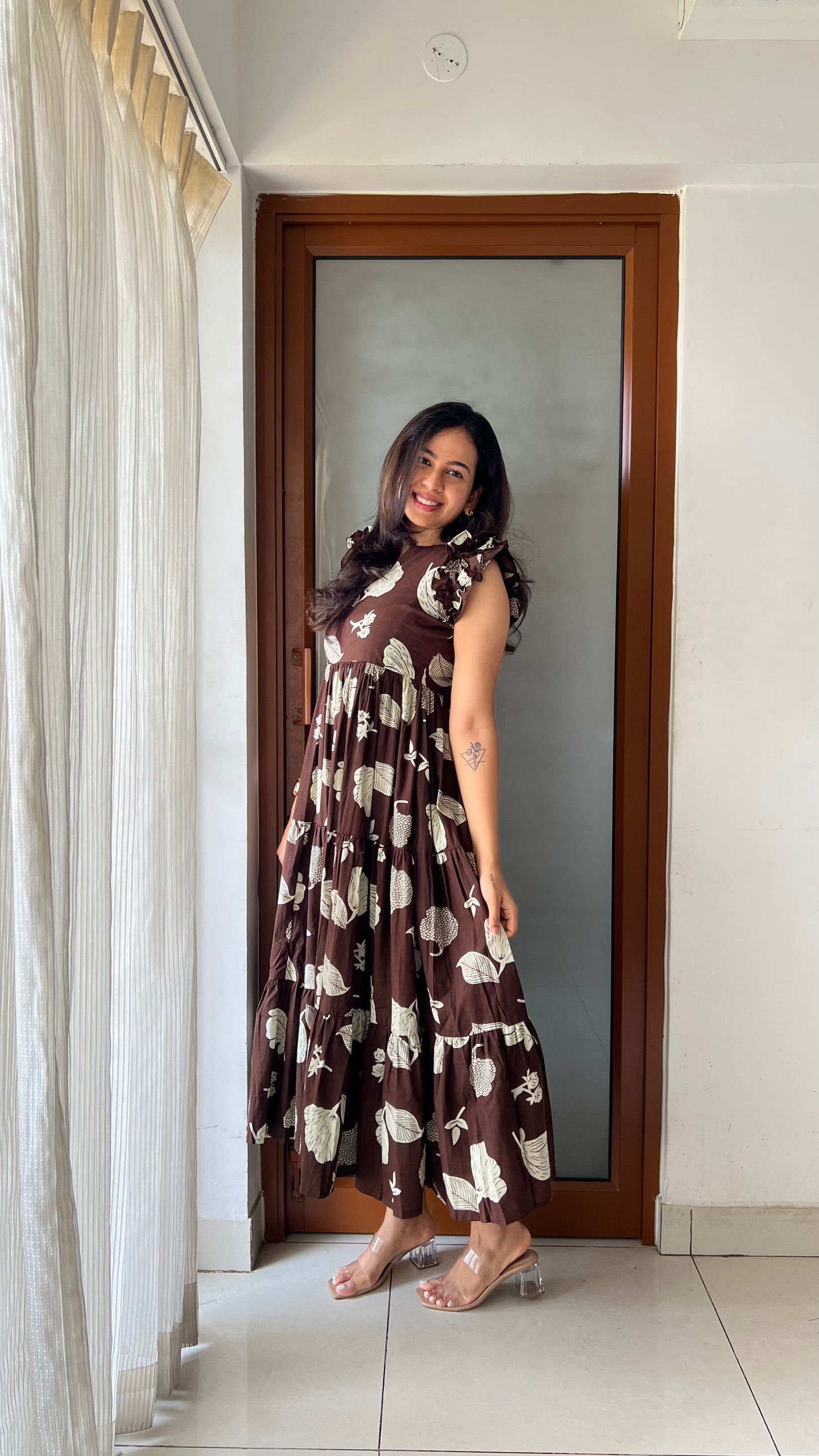 Mocha Bloom Midi Dress