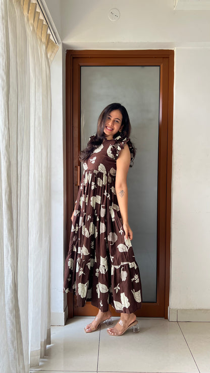 Mocha Bloom Midi Dress