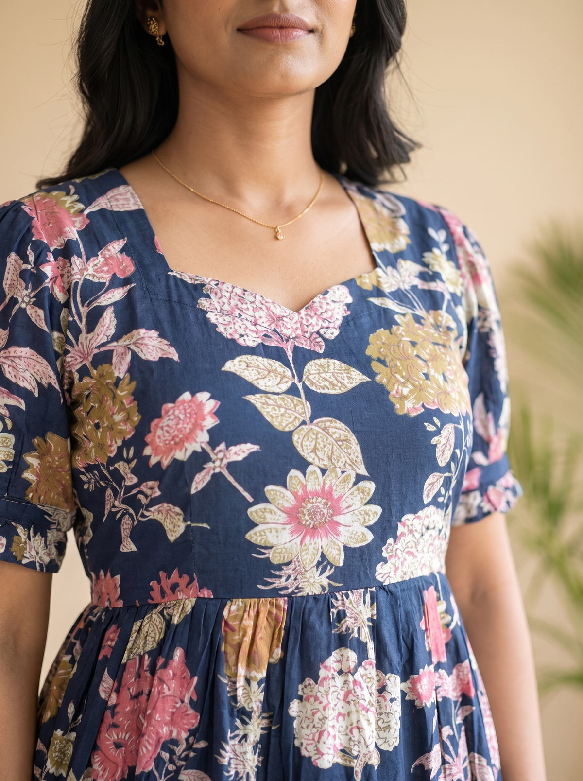 Florielle Navy Floral Tiered Midi Dress