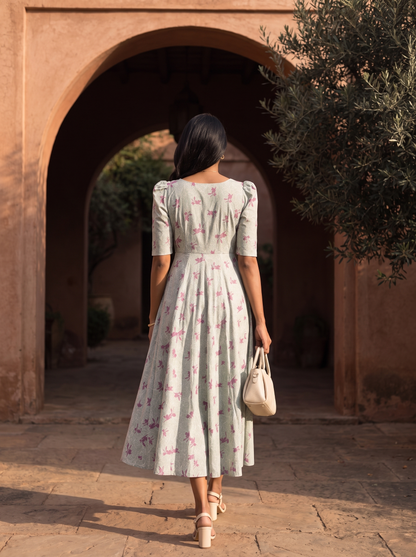 Aveline Sage Floral Midi Dress