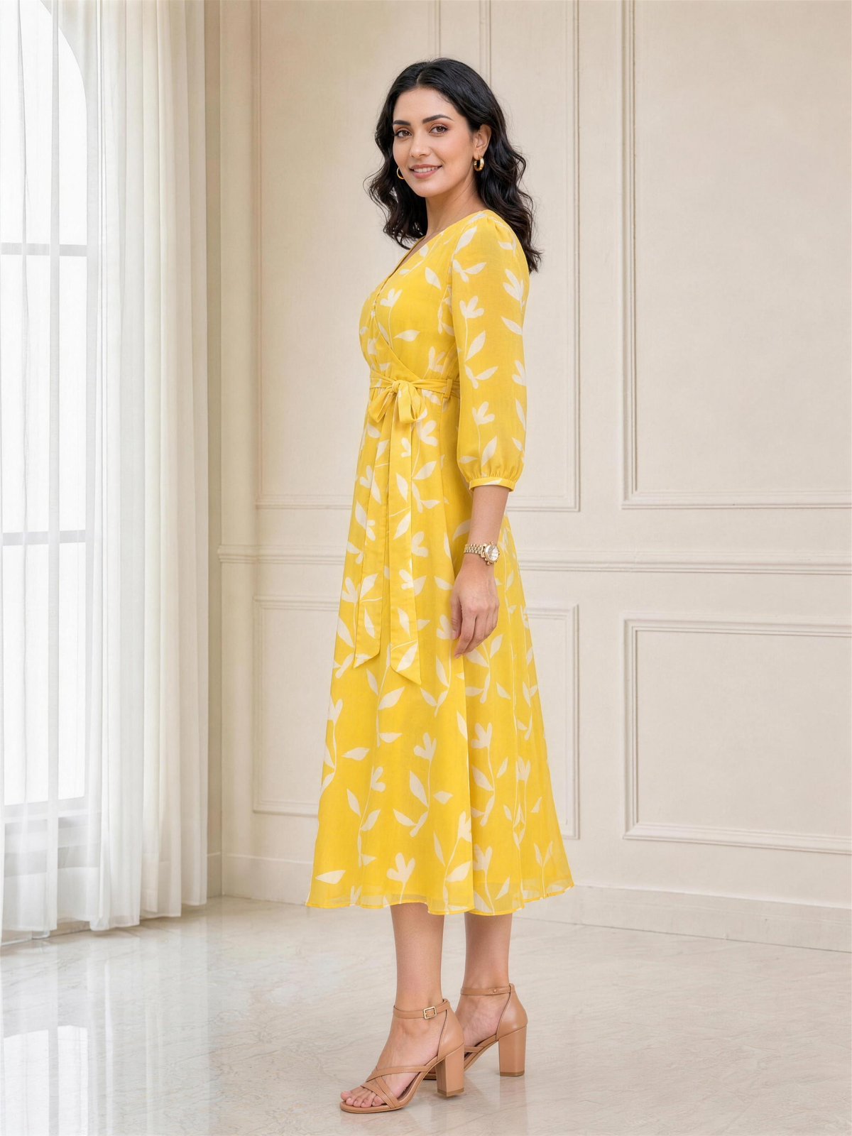 Solana Yellow Georgette Dress