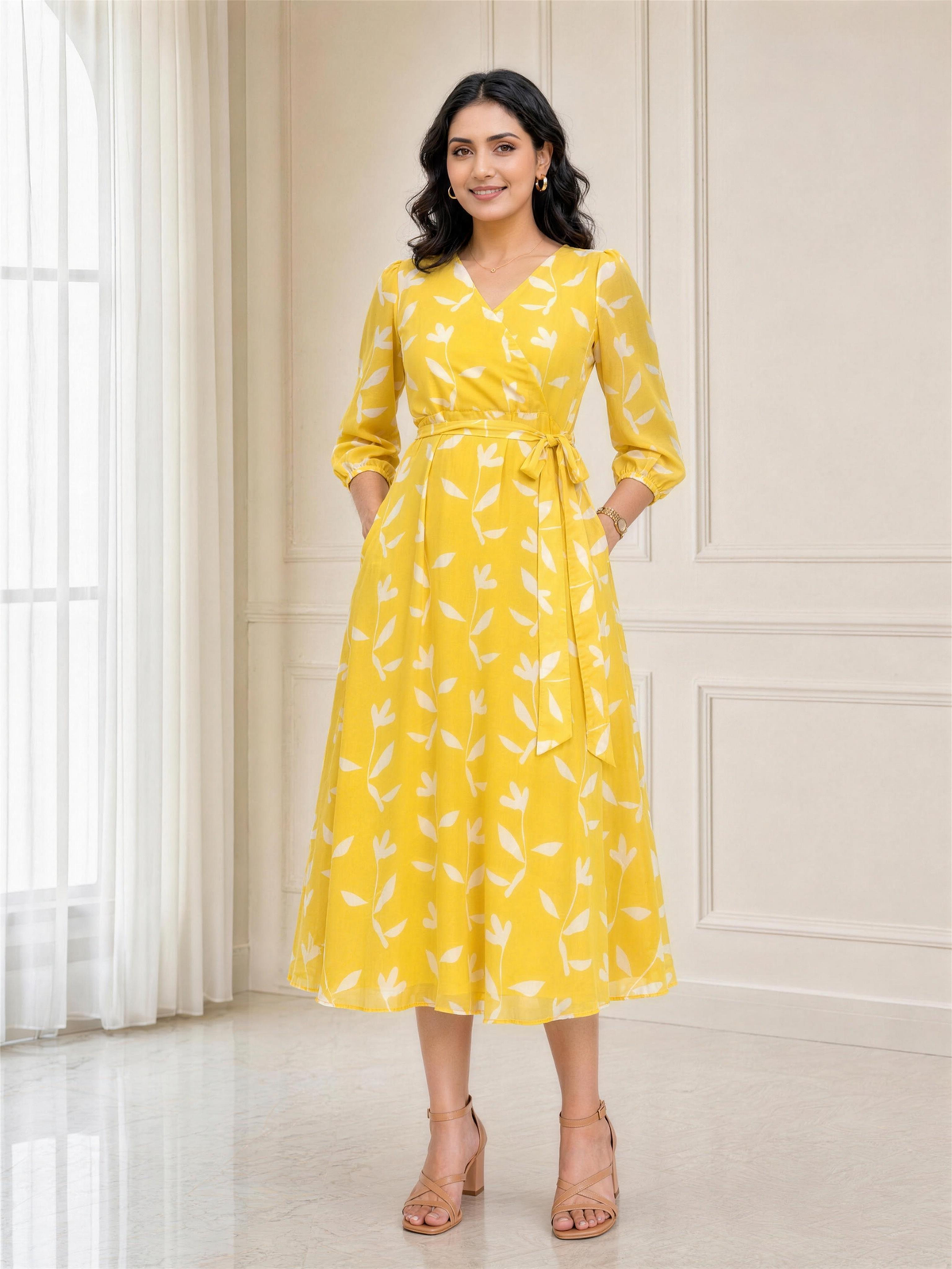 Solana Yellow Georgette Dress
