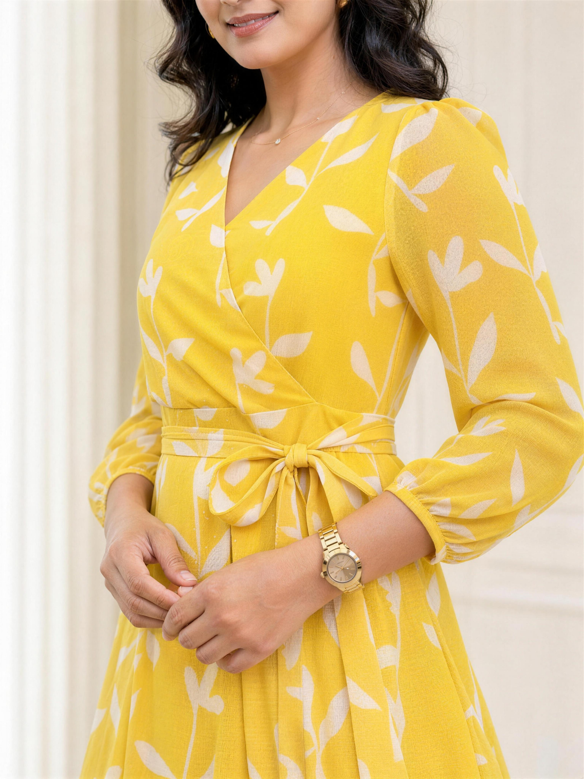 Solana Yellow Georgette Dress