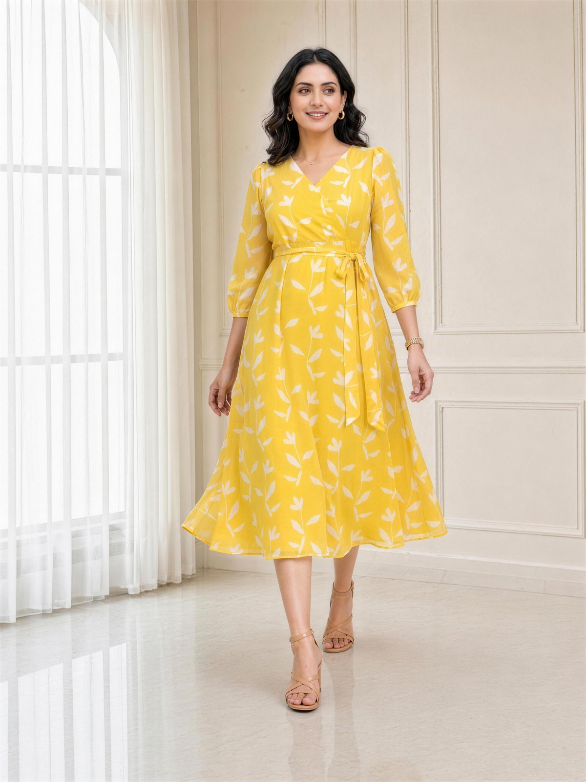 Solana Yellow Georgette Dress