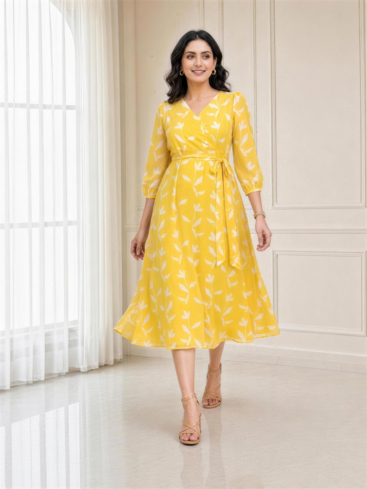 Solana Yellow Georgette Dress