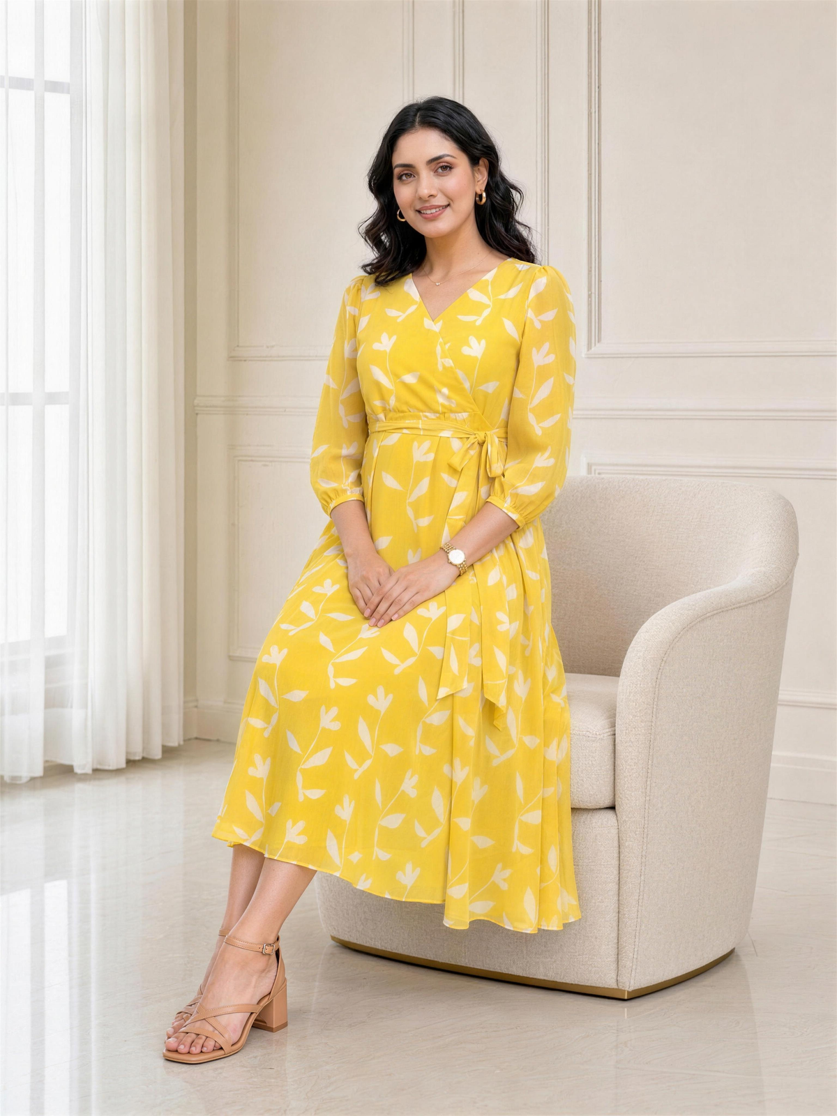 Solana Yellow Georgette Dress