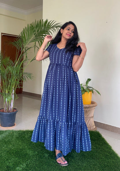 Navishka Navy Blue Cotton Maxi Dress