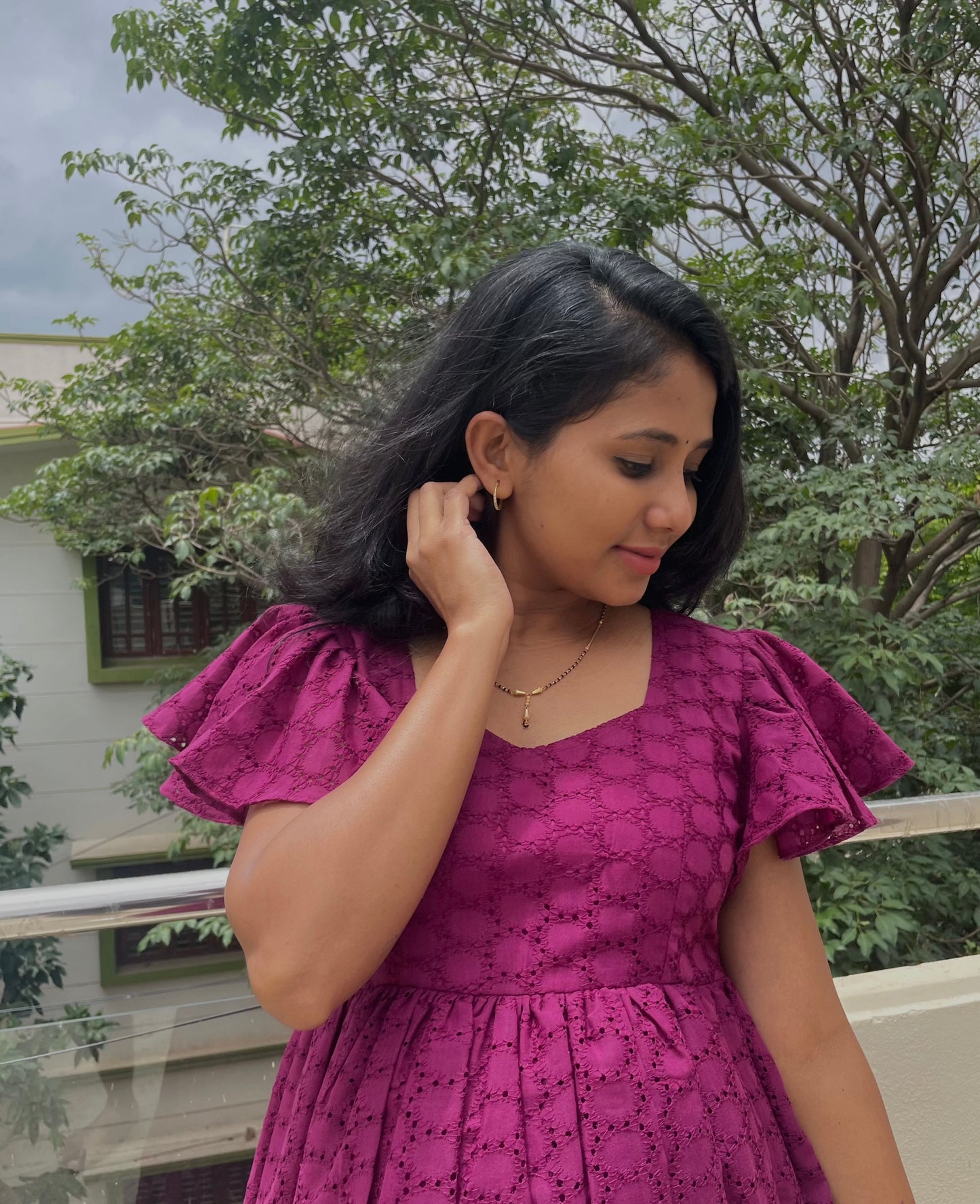 Laya Wine Hakoba Midi Dress
