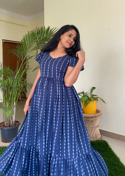 Navishka Navy Blue Cotton Maxi Dress