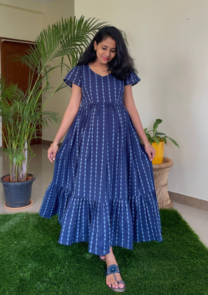 Navishka Navy Blue Cotton Maxi Dress