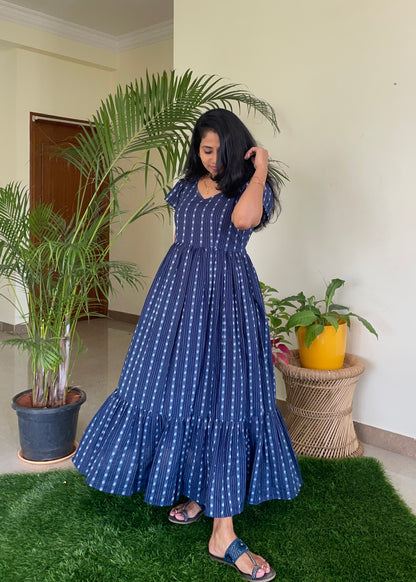 Navishka Navy Blue Cotton Maxi Dress