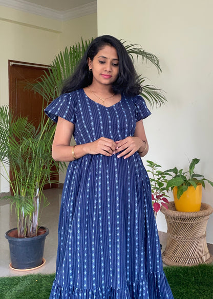 Navishka Navy Blue Cotton Maxi Dress
