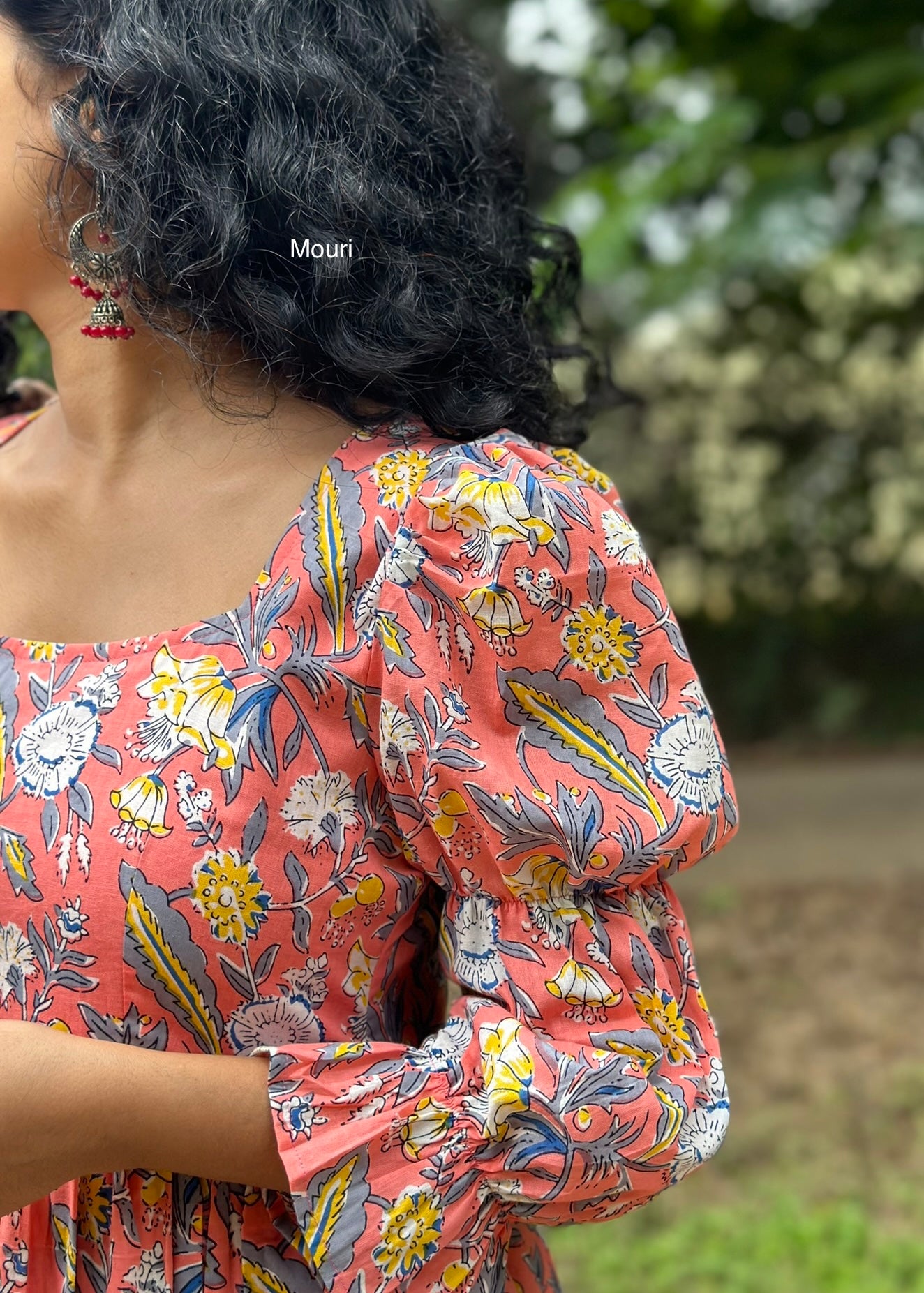 Marissa Peach Floral Cotton Maxi Dress