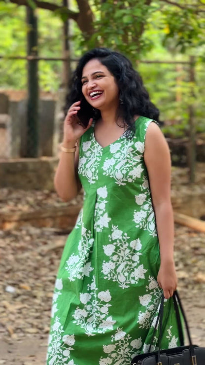 Vrinda Green A line Co-Ord Kurta Set