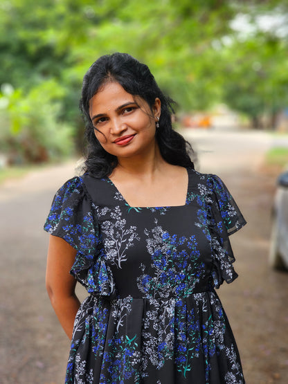 Varsha Black Midi Dress