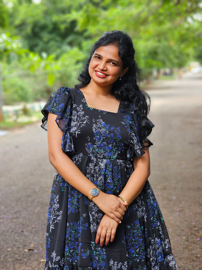 Varsha Black Midi Dress
