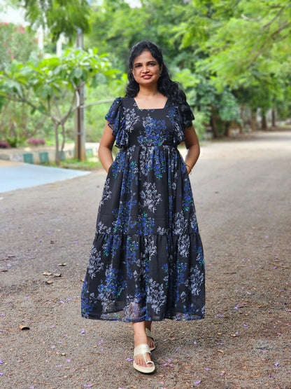 Varsha Black Midi Dress